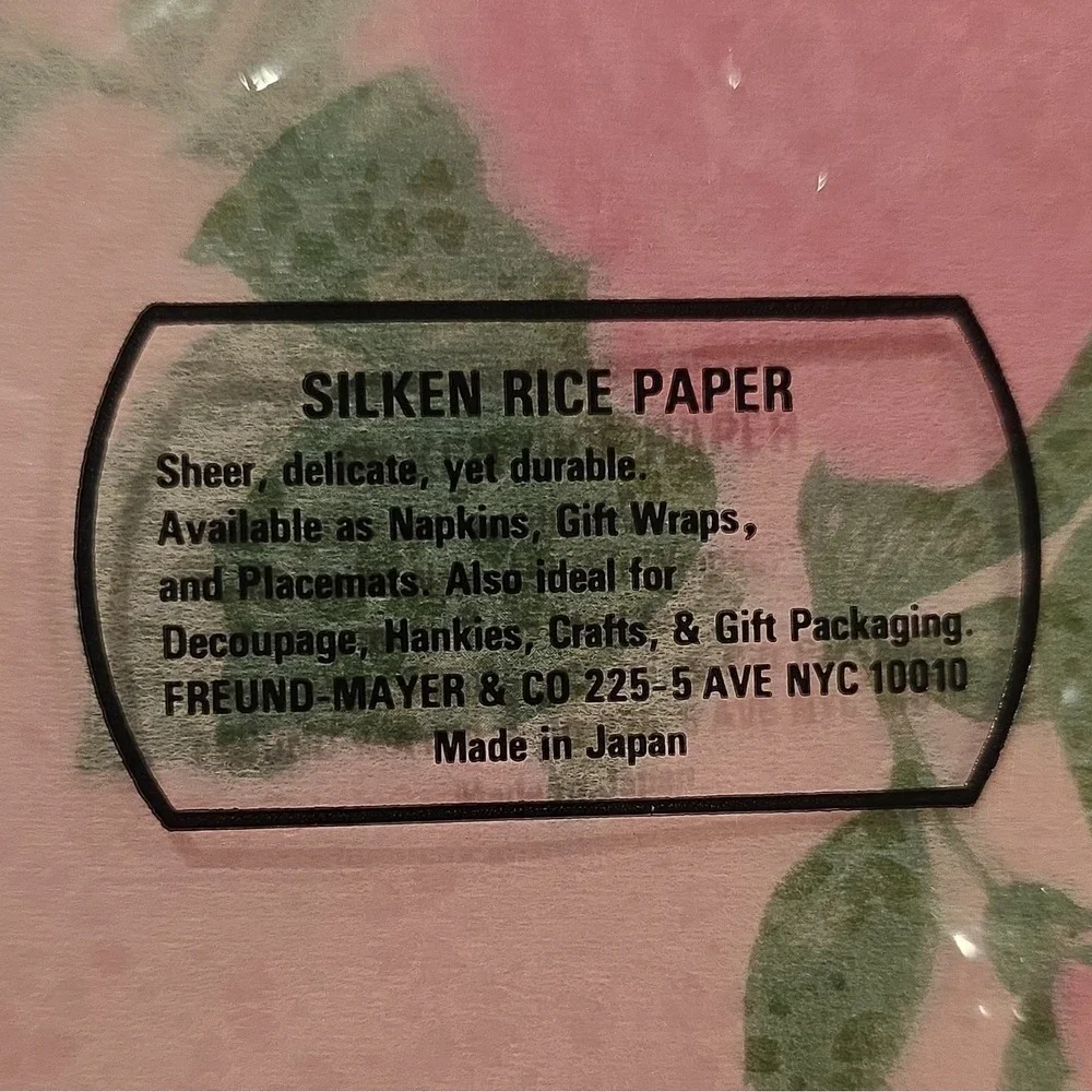Vintage 1950s Japanese Rice Paper Napkins Pink Rose Decoupage Ephemera Sealed